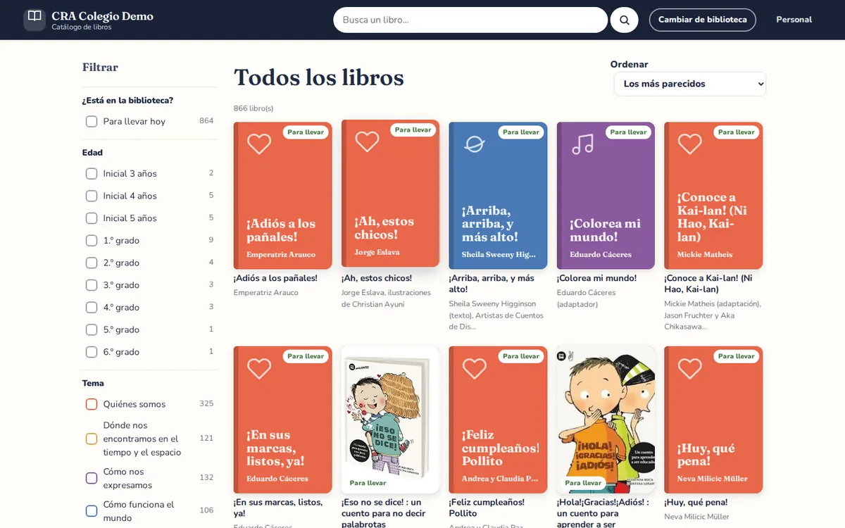 Catálogo del CRA con portadas